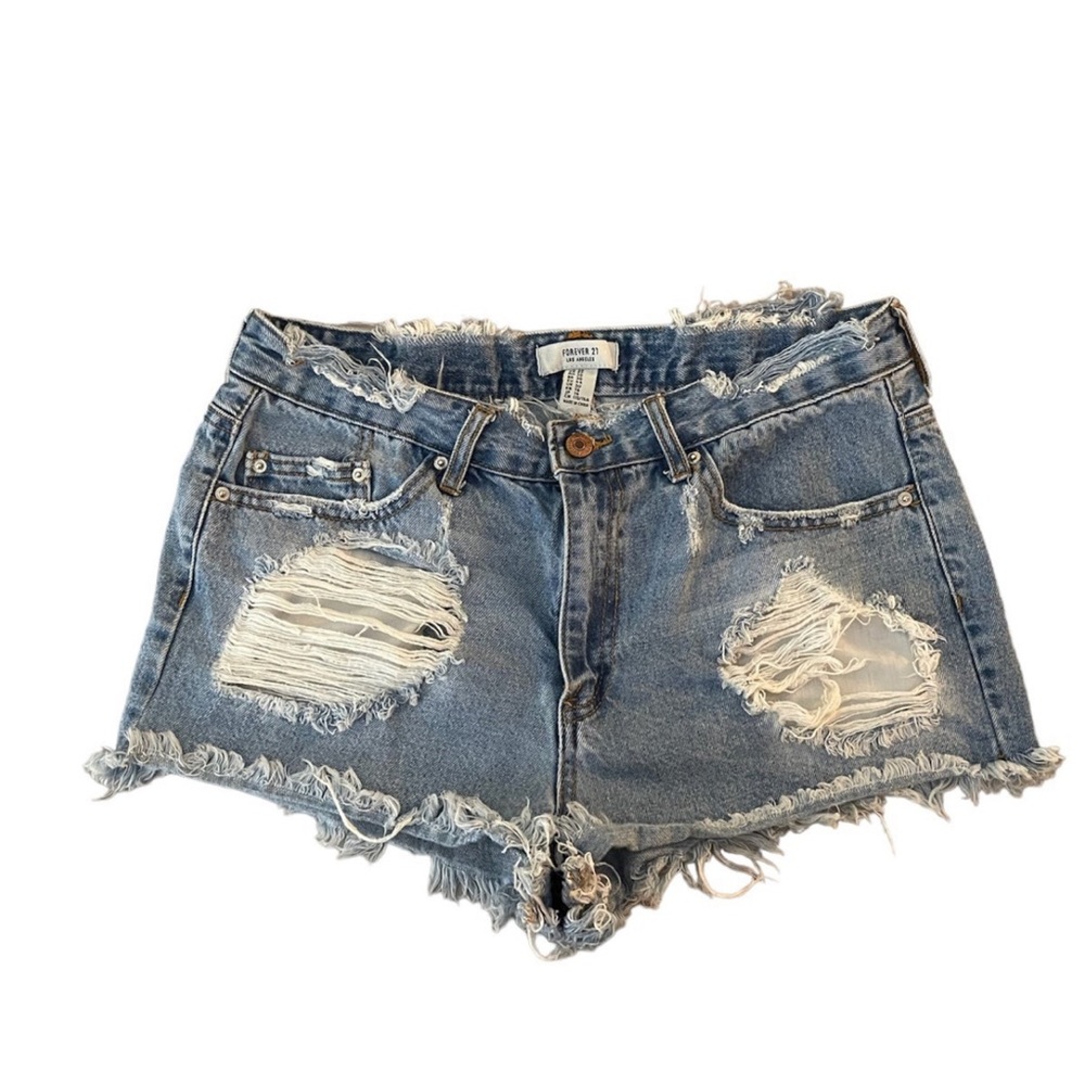 Distressed Frayed Denim Shorts